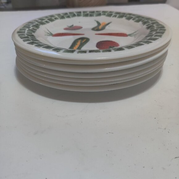 Arcopal Salad plates made in France, Vintage MCM. Unique vegetable design fun! - Picture 2 of 6